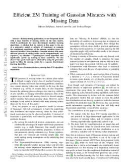Efficient EM Training of Gaussian Mixtures with Missing Data