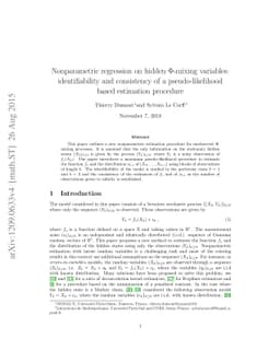 Nonparametric regression on hidden phi-mixing variables: identifiability
  and consistency of a pseudo-likelihood based estimation procedure