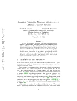 Learning Probability Measures with respect to Optimal Transport Metrics