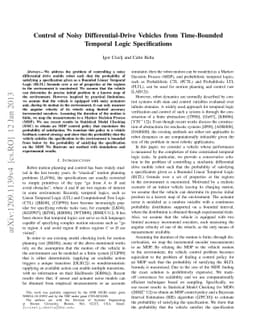 Control of Noisy Differential-Drive Vehicles from Time-Bounded Temporal
  Logic Specifications