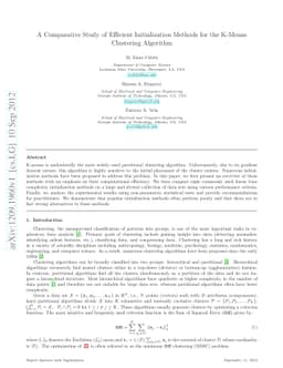 A Comparative Study of Efficient Initialization Methods for the K-Means
  Clustering Algorithm