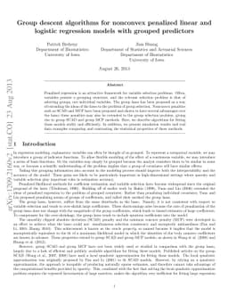 Group descent algorithms for nonconvex penalized linear and logistic
  regression models with grouped predictors