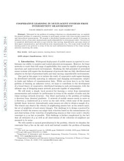 Cooperative learning in multi-agent systems from intermittent
  measurements