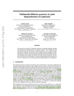 Multimodal diffusion geometry by joint diagonalization of Laplacians