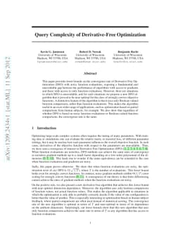 Query Complexity of Derivative-Free Optimization
