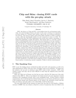 Chip and Skim: cloning EMV cards with the pre-play attack