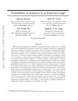Probabilities on Sentences in an Expressive Logic