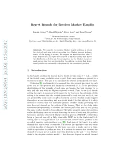 Regret Bounds for Restless Markov Bandits
