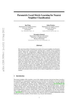 Parametric Local Metric Learning for Nearest Neighbor Classification