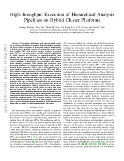 High-throughput Execution of Hierarchical Analysis Pipelines on Hybrid
  Cluster Platforms