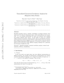 Generalized Canonical Correlation Analysis for Disparate Data Fusion