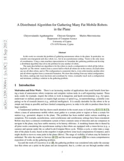 A Distributed Algorithm for Gathering Many Fat Mobile Robots in the
  Plane