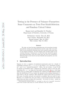 Testing in the Presence of Nuisance Parameters: Some Comments on Tests
  Post-Model-Selection and Random Critical Values