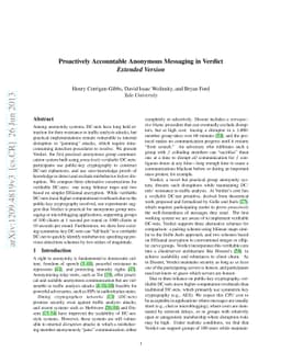 Proactively Accountable Anonymous Messaging in Verdict