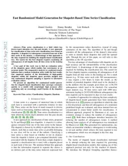 Fast Randomized Model Generation for Shapelet-Based Time Series
  Classification