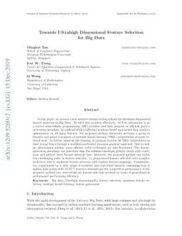 Towards Ultrahigh Dimensional Feature Selection for Big Data