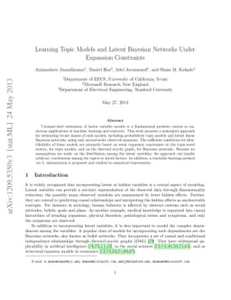 Learning Topic Models and Latent Bayesian Networks Under Expansion
  Constraints