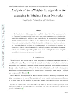 Analysis of Sum-Weight-like algorithms for averaging in Wireless Sensor
  Networks