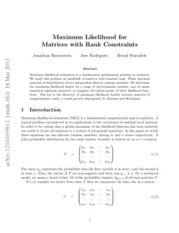 Maximum Likelihood for Matrices with Rank Constraints
