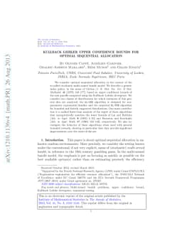 Kullback-Leibler upper confidence bounds for optimal sequential
  allocation