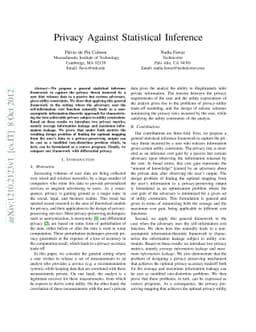 Privacy Against Statistical Inference
