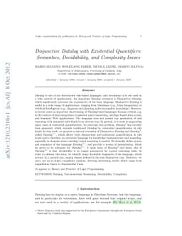 Disjunctive Datalog with Existential Quantifiers: Semantics,
  Decidability, and Complexity Issues