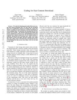 Coding for Fast Content Download