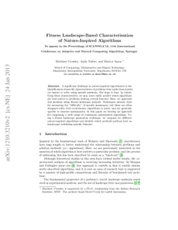 Fitness Landscape-Based Characterisation of Nature-Inspired Algorithms