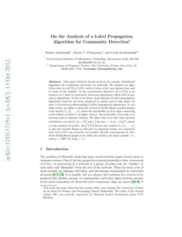 On the Analysis of a Label Propagation Algorithm for Community Detection