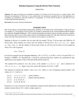 Random Sequences Based on the Divisor Pairs Function