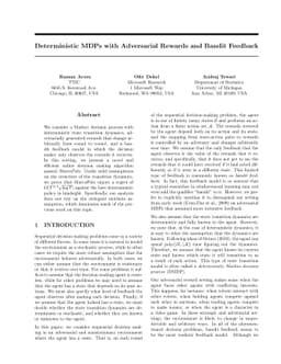 Deterministic MDPs with Adversarial Rewards and Bandit Feedback