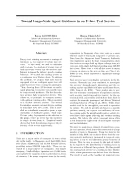 Toward Large-Scale Agent Guidance in an Urban Taxi Service