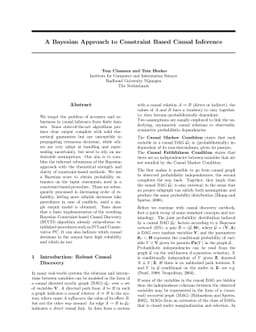 A Bayesian Approach to Constraint Based Causal Inference