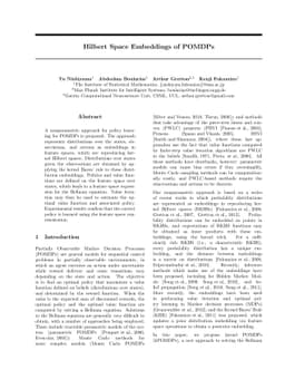 Hilbert Space Embeddings of POMDPs