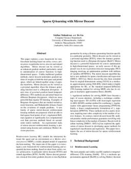Sparse Q-learning with Mirror Descent