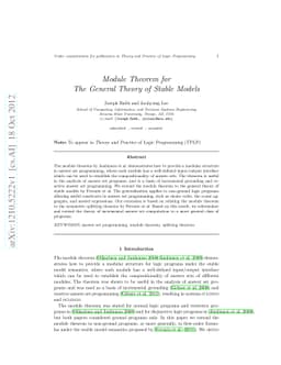 Module Theorem for The General Theory of Stable Models