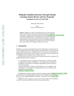 Wikipedia Vandalism Detection Through Machine Learning: Feature Review
  and New Proposals: Lab Report for PAN at CLEF 2010