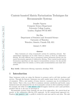 Content-boosted Matrix Factorization Techniques for Recommender Systems