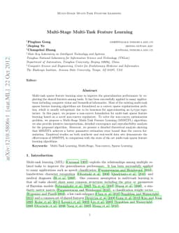 Multi-Stage Multi-Task Feature Learning