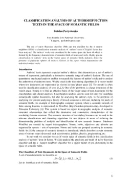 Classification Analysis Of Authorship Fiction Texts in The Space Of
  Semantic Fields