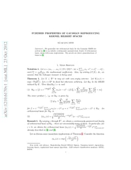 Further properties of Gaussian Reproducing Kernel Hilbert Spaces