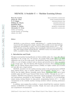 MLPACK: A Scalable C++ Machine Learning Library