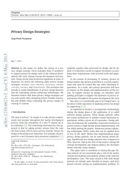 Privacy Design Strategies