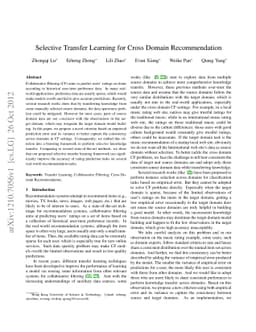 Selective Transfer Learning for Cross Domain Recommendation