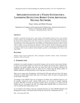 Implementation of a Vision System for a Landmine Detecting Robot Using
  Artificial Neural Network