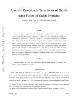 Anomaly Detection in Time Series of Graphs using Fusion of Graph
  Invariants