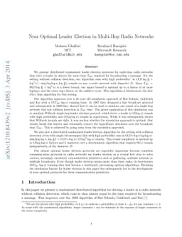 Near Optimal Leader Election in Multi-Hop Radio Networks