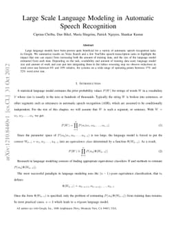 Large Scale Language Modeling in Automatic Speech Recognition