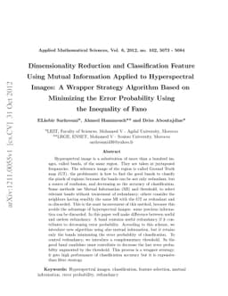 Dimensionality Reduction and Classification Feature Using Mutual
  Information Applied to Hyperspectral Images: A Wrapper Strategy Algorithm
  Based on Minimizing the Error Probability Using the Inequality of Fano