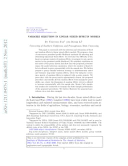 Variable selection in linear mixed effects models
